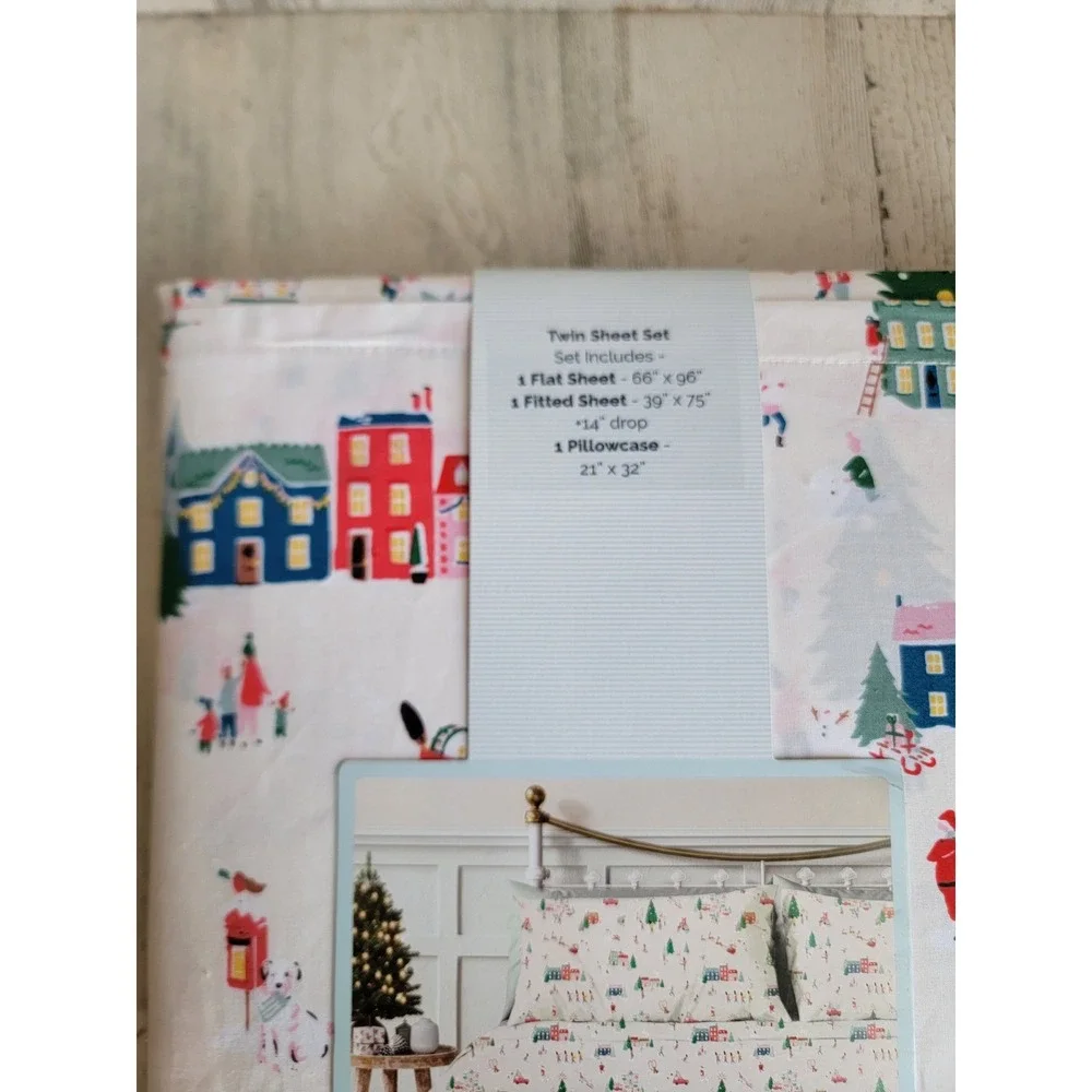 Cath Kidston London theme twin NEW‎ bedsheet set Xmas home decor santa